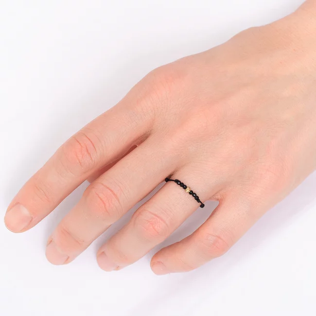 Inel Aur 14K Premium, biluta si pietre naturale Spinel, snur reglabil