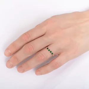 Inel snur reglabi Aur, bilute si pietre naturale Malachit