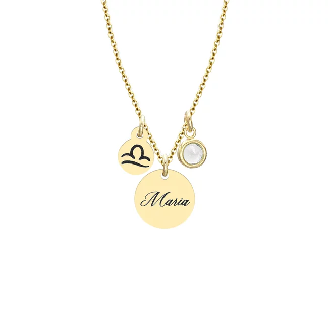 Lantisor Argint 925 Premium cu Povestea Mea - personalizat cu numele si zodia banut mic ( 10 mm )