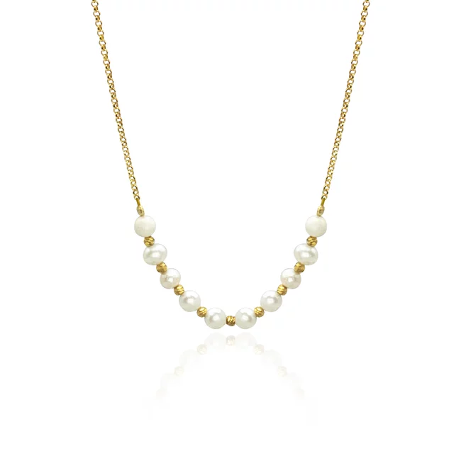 Lantisor Argint 925 Premium dama - bilute si perle de cultura