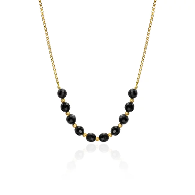 Lantisor Argint 925 Premium dama - bilute si pietre semipretioase onix fatetat