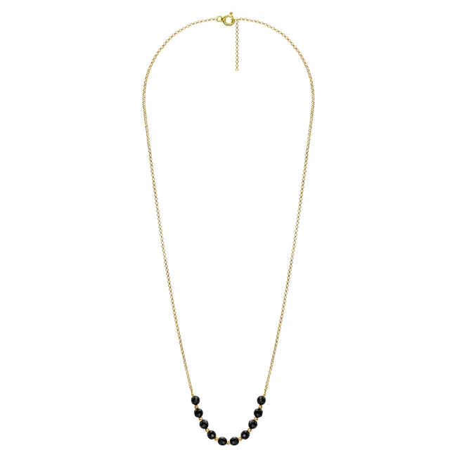 Lantisor Argint 925 Premium dama - bilute si pietre semipretioase onix fatetat