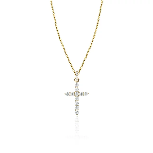 Lantisor Argint 925 Premium dama - cruce medie cu zirconii