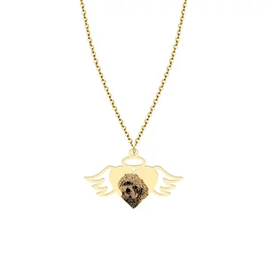 Lantisor Argint 925 Premium dama - inima cu aripi, personalizat cu animalul tau de companie ( 30mm )