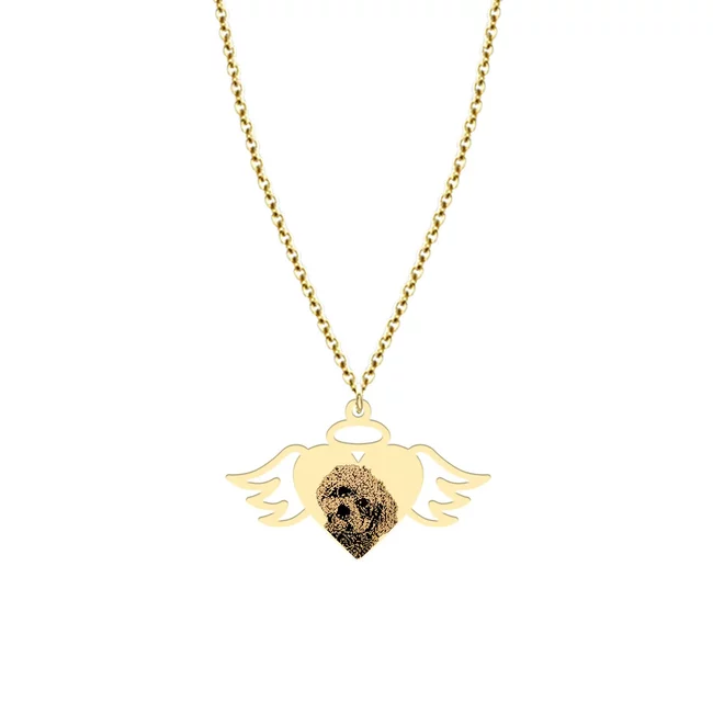 Lantisor Argint 925 Premium dama - inima cu aripi, personalizat cu animalul tau de companie ( 30mm )