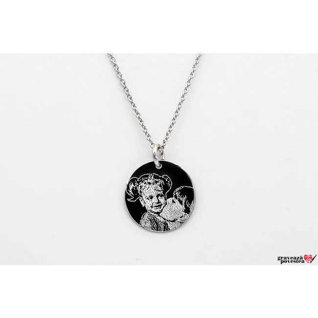 Lantisor Argint 925 Premium dama, personalizat cu poza - banut (14,5 mm) picture - 3