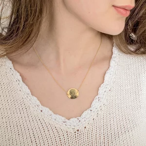 Lantisor Argint, personalizat cu poza, banut fix (17 mm)