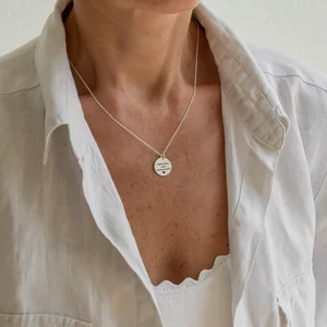 Lantisor Argint, personalizat cu text, banut (14.5 mm)