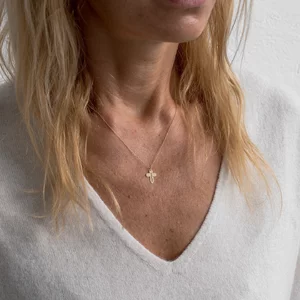 Lantisor Aur dama, cruce 12 mm, personalizat