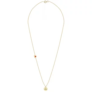 Lantisor Aur dama, inima cu email si banut 10 mm, personalizat