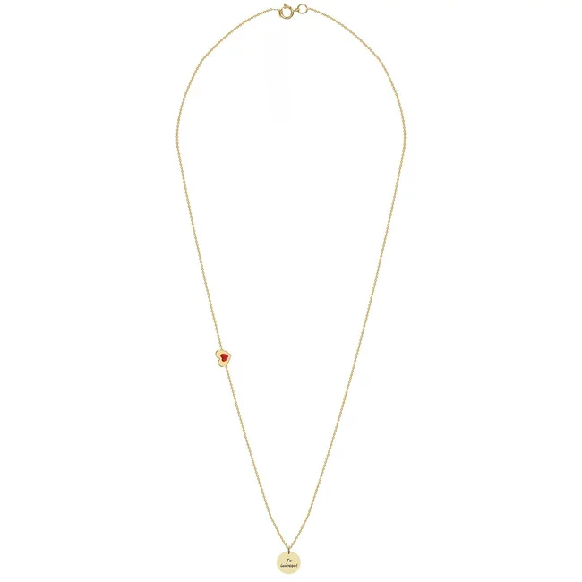 Lantisor Aur dama, inima cu email si banut 10 mm, personalizat