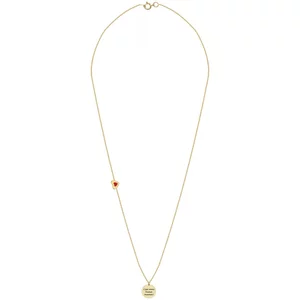 Lantisor Aur dama, inima cu email si banut, personalizat (12 mm)
