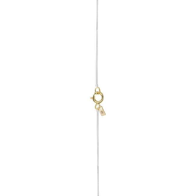 Lantisor cu fir transparent si pandantiv Aur banut, personalizat initiala (5 mm)