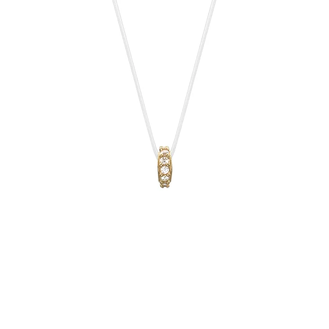Lantisor cu fir transparent si pandantiv Aur cu pietre zirconiu (5.5 mm)