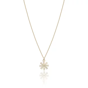 Lantisor cu fulg de nea din Aur , personalizat initiala ( 12 mm )