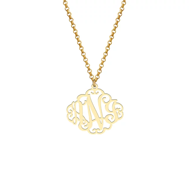 Lănțișor dama, Argint 925 Premium, cu monograma familiei 23mm