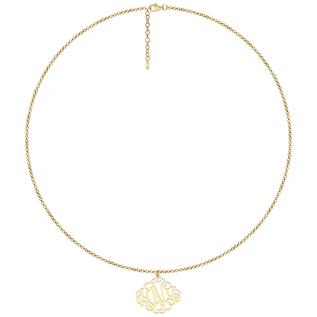 Lănțișor dama, Argint 925 Premium, cu monograma familiei 23mm