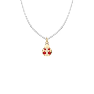 Lantisor Dama Aur 14K, cu fir transparent si pandantiv gargarita (7 mm )