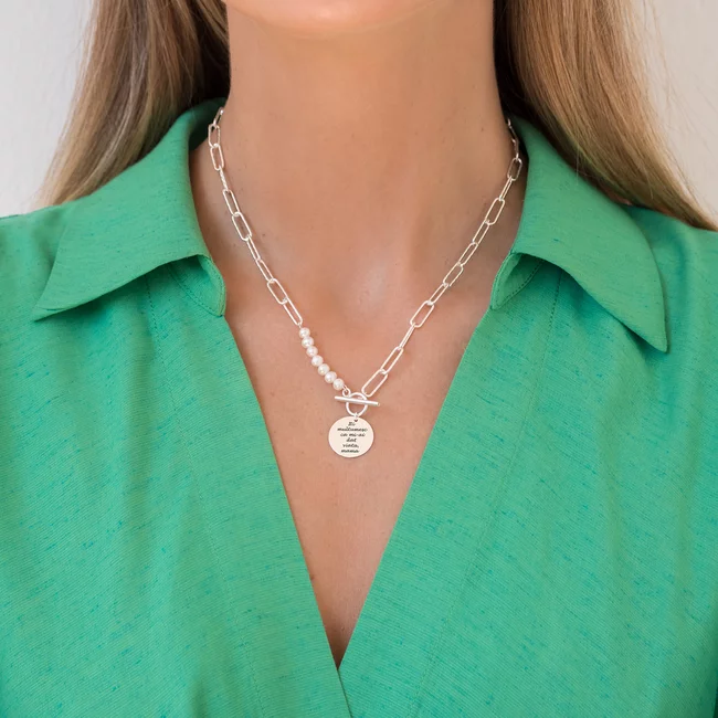 Lantisor Hardwear cu perle si banut, personalizat (22 mm)
