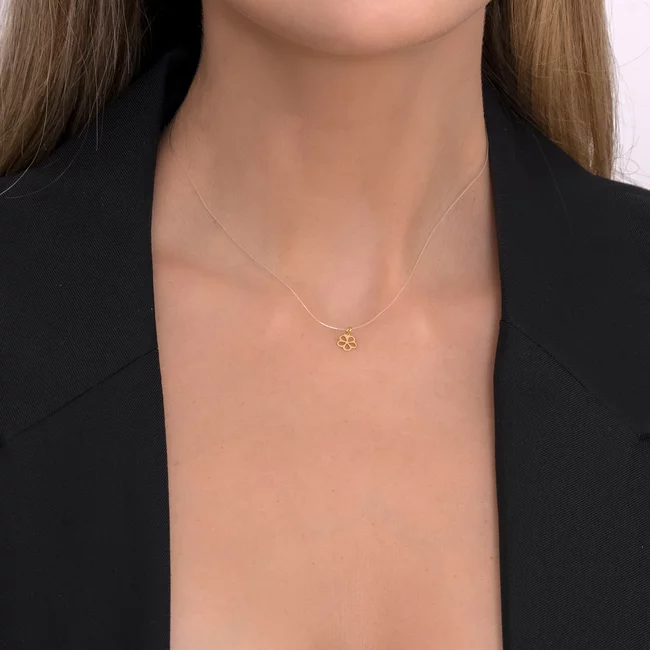 Lănțișor Mărțișor Argint 925 - pandantiv floare 7 mm