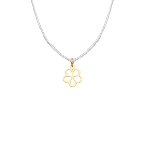 Lănțișor Mărțișor Argint 925, placat cu aur galben - pandantiv floare 7 mm