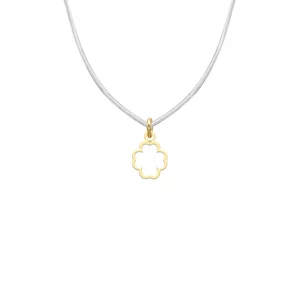 Lănțișor Mărțișor Argint 925, placat cu aur galben - pandantiv trifoi 8 mm