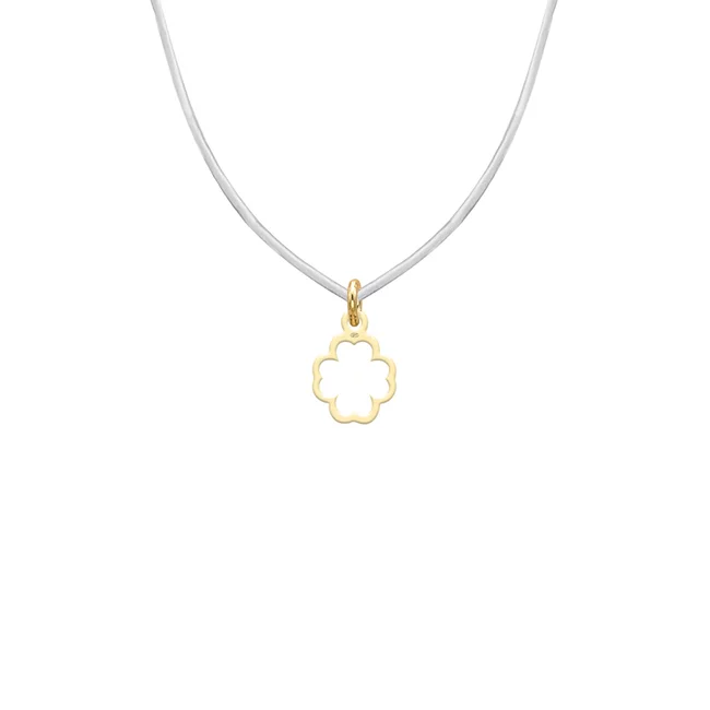 Lănțișor Mărțișor Argint 925, placat cu aur galben - pandantiv trifoi 8 mm