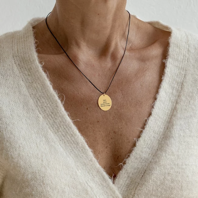 Pandantiv Aur 14K Premium, personalizat cu text - oval 21 mm