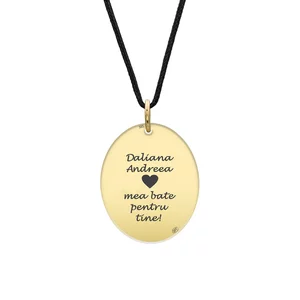 Pandantiv Aur 14K Premium, personalizat cu text - oval 21 mm
