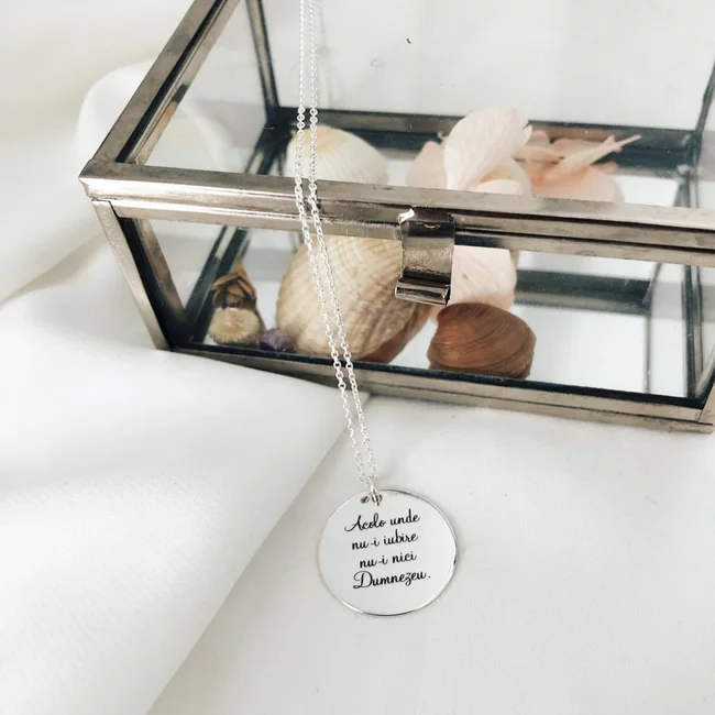 Lantisor Argint, personalizat cu text, banut (19 mm) picture - 10