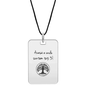 Pandantiv placuta 30 mm personalizat gravura text Argint 925 Premium