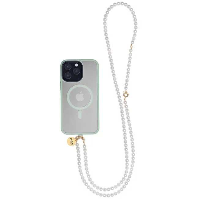 Perla9 Lant telefon / Colier / Curea THE CLASSY accesoriu multifunctional din perle scoica - placat cu aur galben