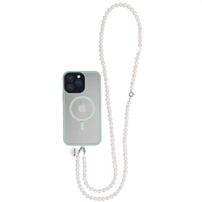 Perla9 Lant telefon / Colier / Curea THE NATURAL accesoriu multifunctional din perle de cultura - placat cu argint
