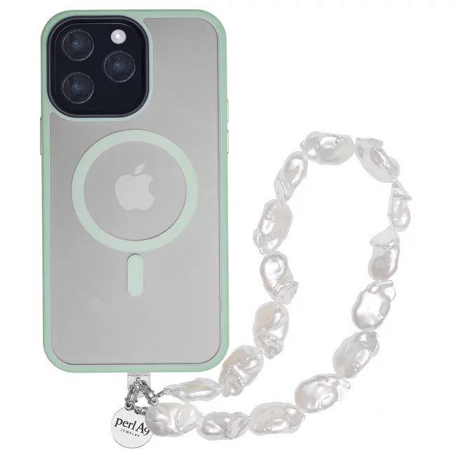 Perla9 Maner telefon / Colier THE CHUNKY accesoriu multifunctional din perle sintetice - placat cu argint