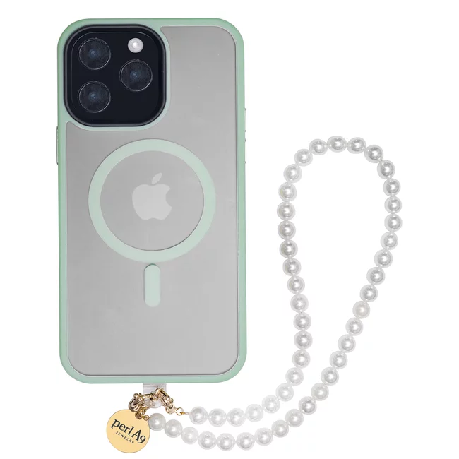 Perla9 Maner telefon / Colier THE CLASSY accesoriu multifunctional din perle scoica - placat cu aur galben