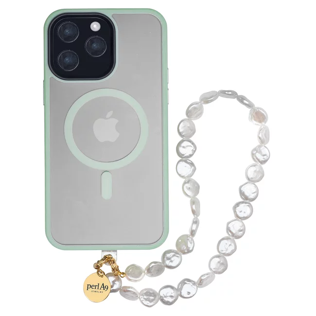 Perla9 Maner telefon / Colier THE MOONLIGHT accesoriu multifunctional din perle sintetice - placat cu aur galben