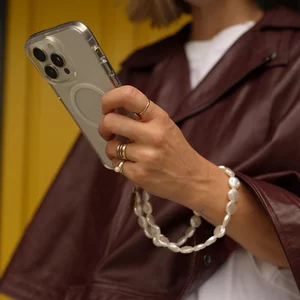 Perla9 Maner telefon / Colier THE MOONLIGHT accesoriu multifunctional din perle sintetice - placat cu aur galben