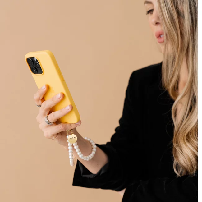 Perla9 Maner telefon / Colier THE NATURAL accesoriu multifunctional din perle de cultura - placat cu argint