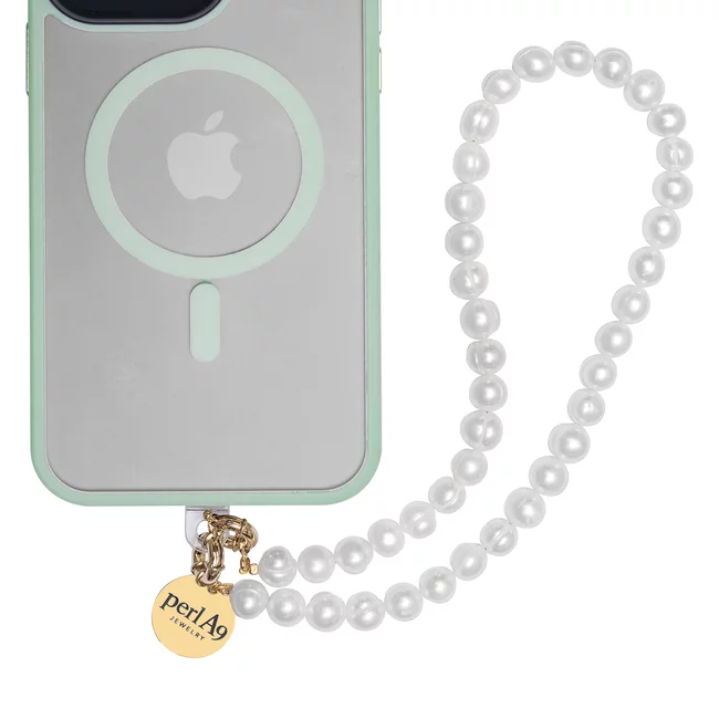 Perla9 Maner telefon / Colier THE NATURAL accesoriu multifunctional din perle de cultura - placat cu aur galben