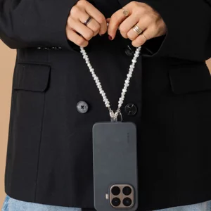 Perla9 Maner telefon / Colier THE TWIST accesoriu multifunctional din perle sintetice - placat cu argint