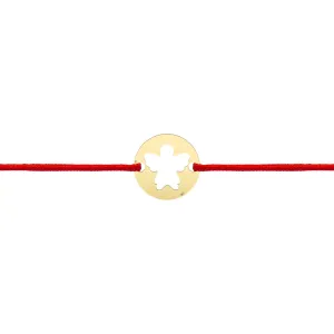 Bratara bebe din Aur 14K Premium, cu snur reglabil si personalizata cu banut mic gravat (10 mm)