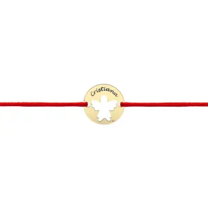 Bratara bebe din Aur 14K Premium, cu snur reglabil si personalizata cu banut mic gravat (10 mm)