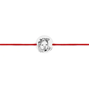 Bratara Argint 925 Premium bebelusi, gravata laser 4life cu poza, snur si banut mic (10 mm)