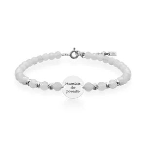 Bratara Argint dama, bilute, acvamarin fatetat si banut, personalizata (10 mm)