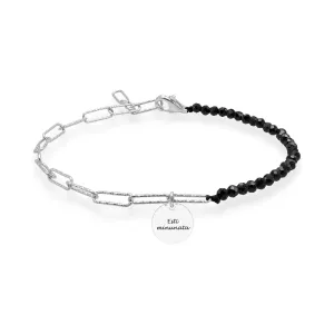 Bratara Argint dama, lant hardwear, onix fatetat si banut, personalizata (10 mm)