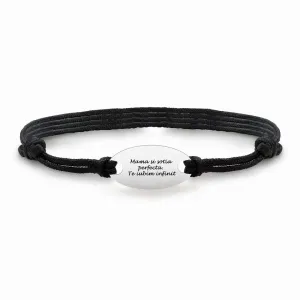 Bratara Argint 925 Premium dama, snur gros si oval, personalizata (22 mm)