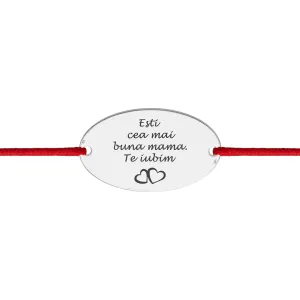 Bratara Argint 925 Premium dama, snur gros si oval, personalizata (25 mm)