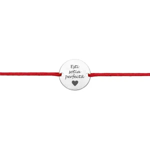 Bratara Argint 925 Premium dama, snur si banut mic, personalizata (12 mm)