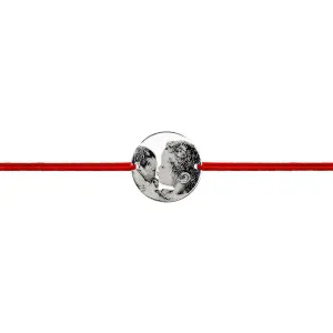 Bratara Argint 925 Premium dama, snur si banut mic, personalizata cu poza (12 mm)