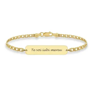Bratara barbateasca lant placuta 33 mm personalizata gravura text Argint 925 Premium (lant Curbed)